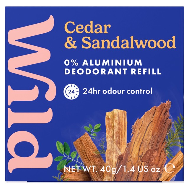 Wild cedar and sandalwood deodorant refill 40g (British brand)