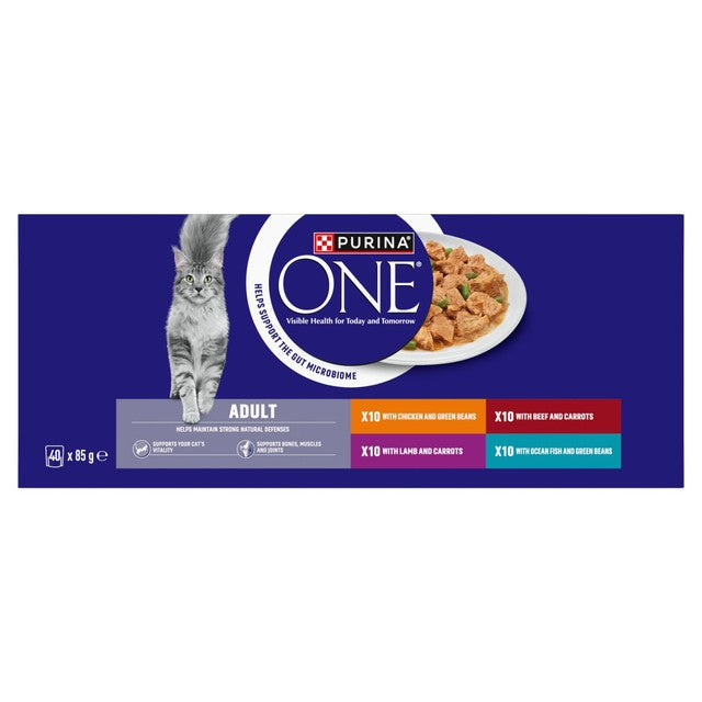 Purina One mini fillets cat food multipack 40x85g, imported from the UK