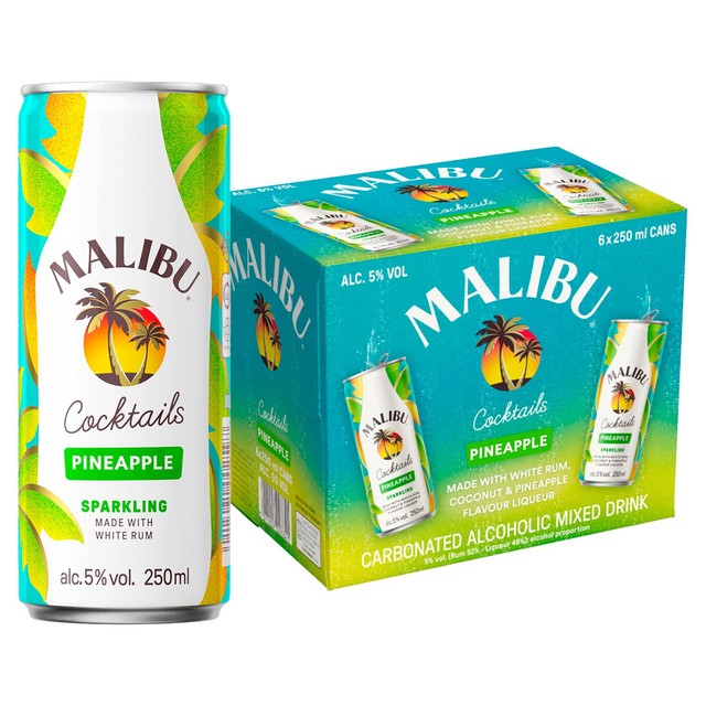 Malibu Pineapple & Coconut cocktail cans, imported from the UK