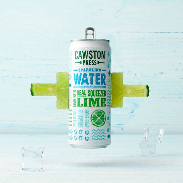 Cawston Press Lime Sparkling Water, imported from the UK