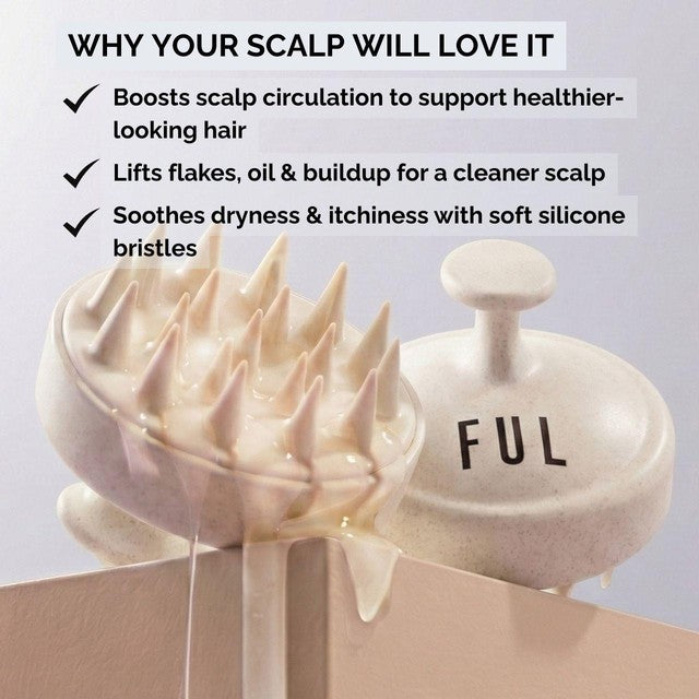 FUL Scalp Massager Brush White Silicone - British product
