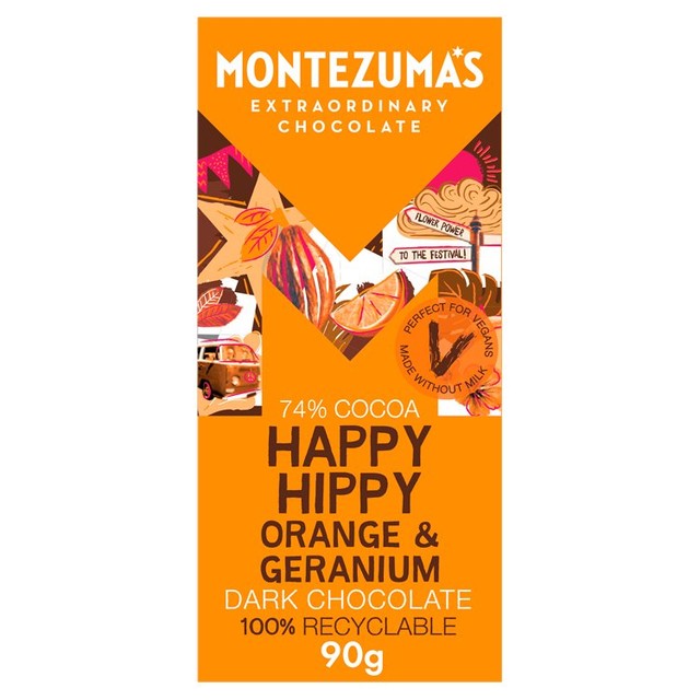 Montezuma's orange geranium dark chocolate bar 90g, imported from the UK