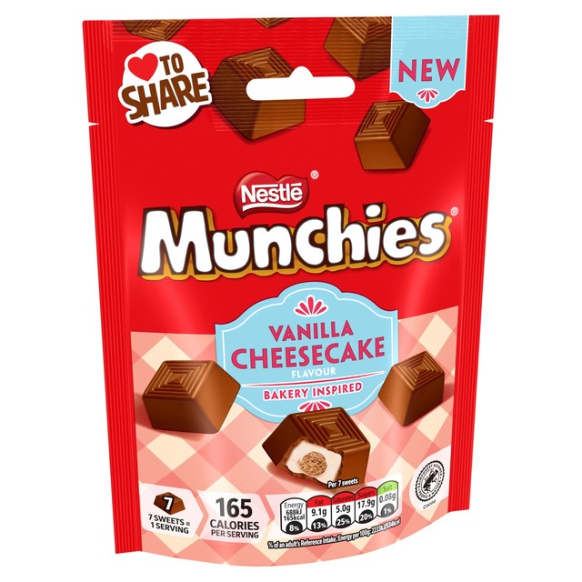 Munchies Vanilla Cheesecake Flavour chocolate sweets 97g, imported from the UK