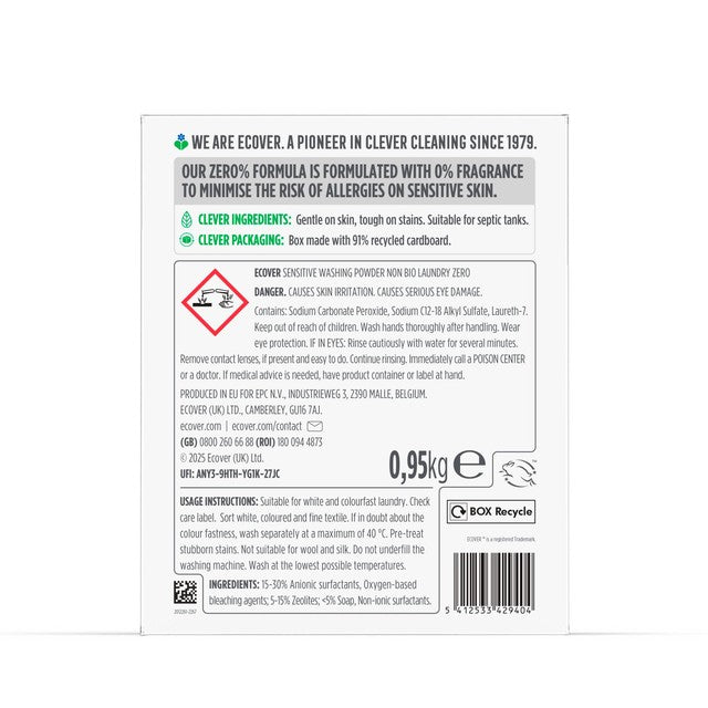Ecover concentrated non bio laundry powder 19 washes - British product
