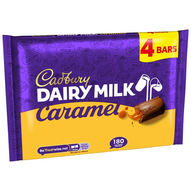 Cadbury caramel chocolate bar 4 x 37g - British product