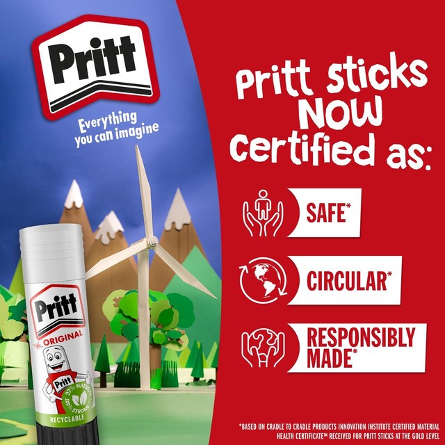Pritt glue stick blistercard 3 x 22g, imported from the UK