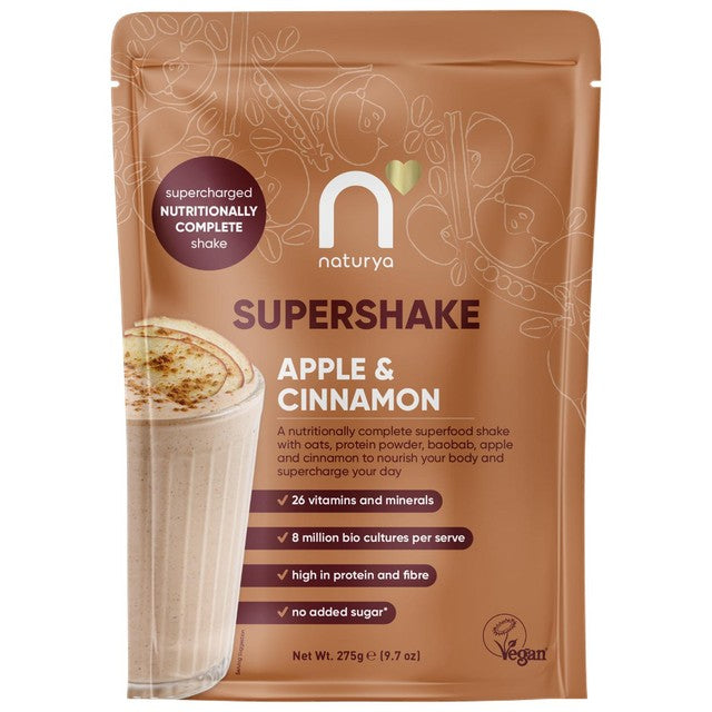 Naturya SuperShake Apple & Cinnamon powder shake 275g, imported from the UK