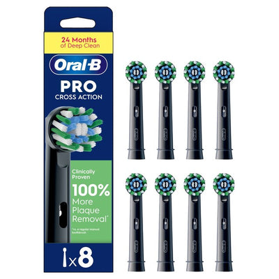 Oral-B Cross Action Black Elektriske Tannbørstehoder 8-pakning