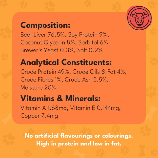 Pet Munchies Beef Liver Dog Treats 90g, imported from the UK