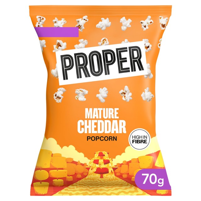 Propercorn Mature Cheddar Popcorn 70g, imported from the UK