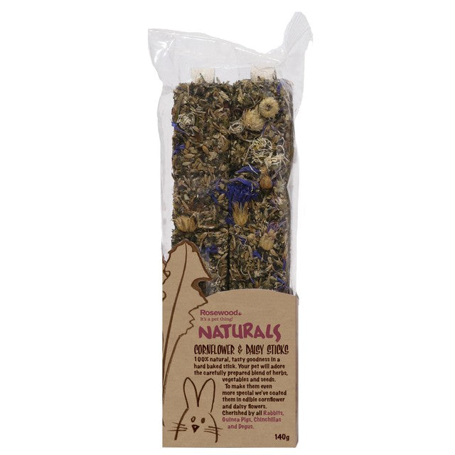 Rosewood Naturals cornflower and daisy treat sticks, imported from the UK