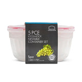LocknLock round food container set 5-piece with assorted sizes, UK version