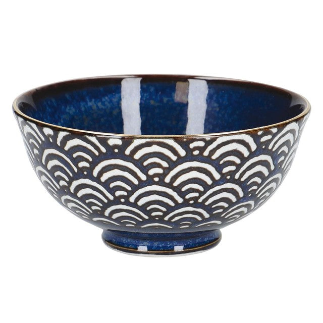 Mikasa porcelain miso serve bowl with wave pattern, imported from the UK
