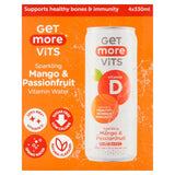 Get More Vitamin D sparkling mango and passionfruit flavoured water 4 x 330ml cans, UK version