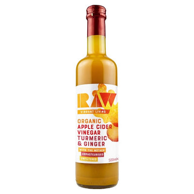 RAW Health Økologisk Eplecidereddik med Gurkemeie & Ingefær Helsetilskudd 500ml
