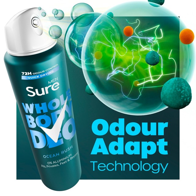 Sure Men Ocean Rush whole body deodorant spray 150ml (British brand)