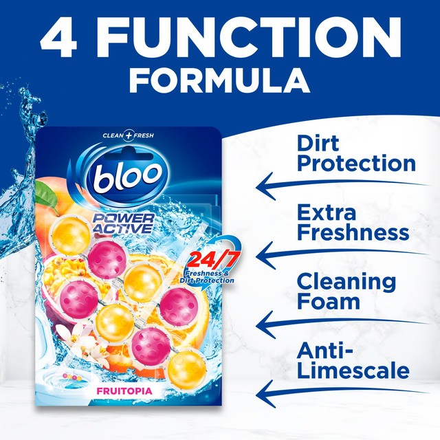 Bloo Power Active Fruitopia toilet rim block (British brand)