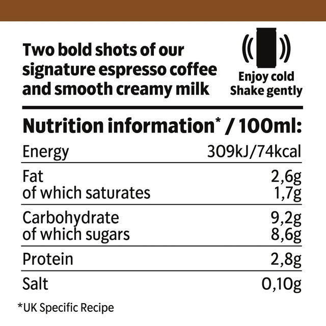 Starbucks Doubleshot Espresso Iced Coffee four pack (British brand)