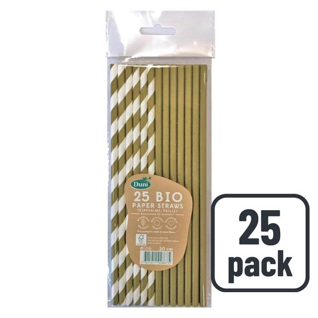 Duni Bio gold and white paper straws 25 pack, UK version