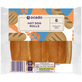 Ocado sliced hot dog rolls 6 per pack, imported from the UK