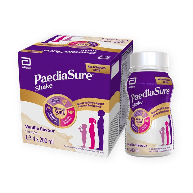 PaediaSure vanilla nutritional drink multipack 4x200ml, imported from the UK
