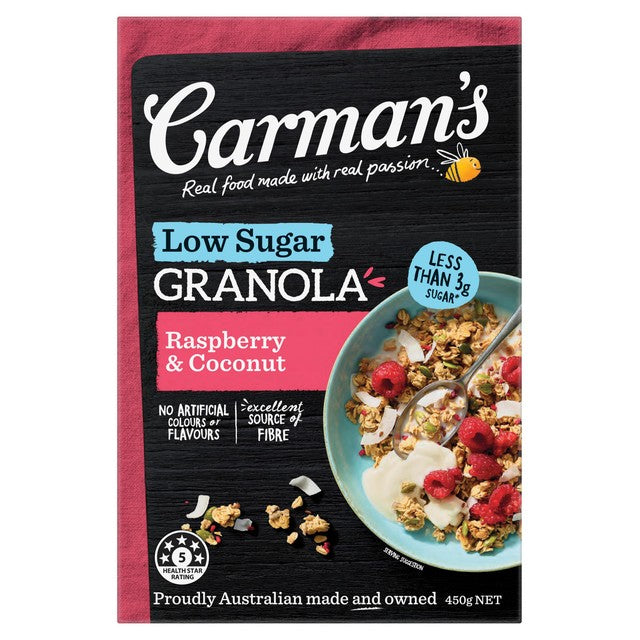 Sapphire granola raspberry and coconut low sugar 450g - British product