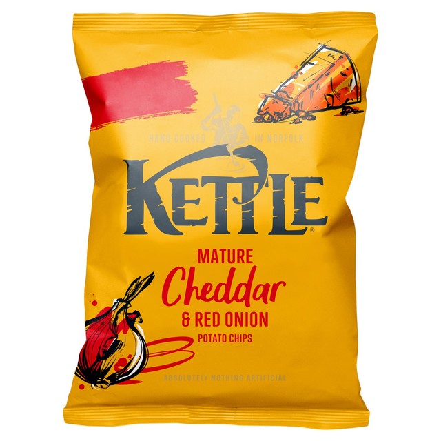 Kettle Mature Cheddar & Red Onion crisps 130g, UK version