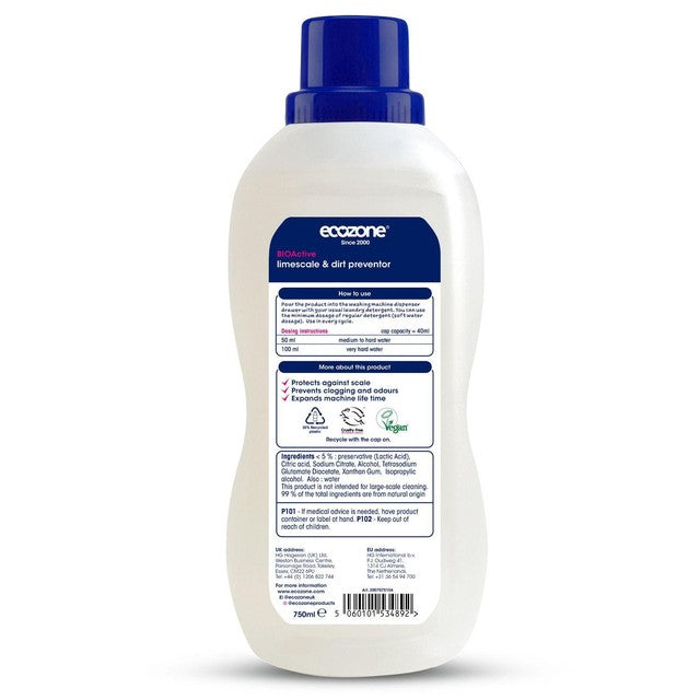 Ecozone BIOActive limescale and dirt preventor descaler 750ml - British product
