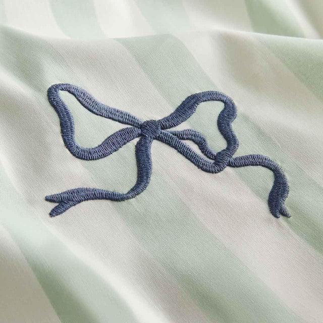 M&S bow striped green bedding set double - British product