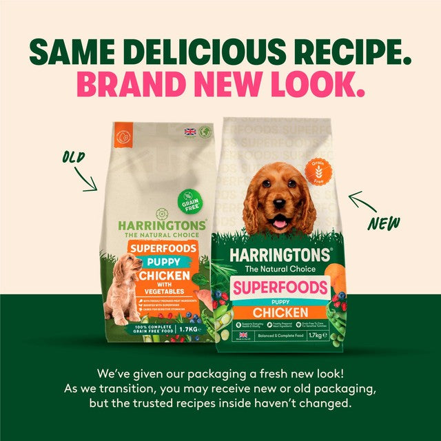 Harringtons puppy grain free dry dog food with chicken 1.7kg, UK version