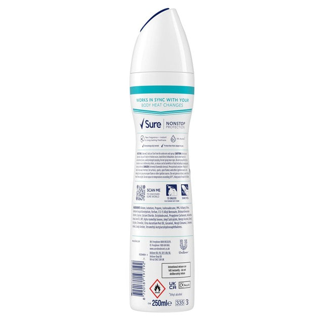 Sure Women Nonstop Protection Invisible Aqua Anti-Perspirant Spray 250ml (British brand)