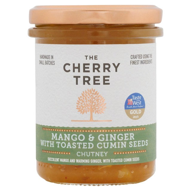 The Cherry Tree mango ginger chutney 210g, imported from the UK