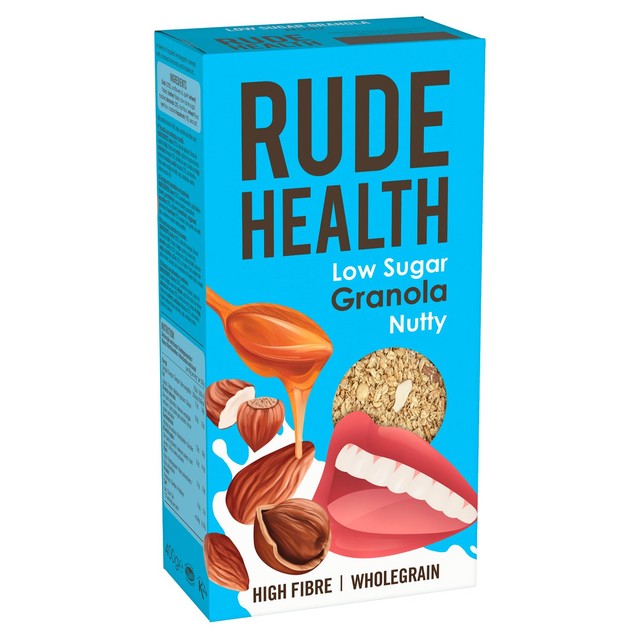 Rude Health low sugar granola with almonds and hazelnuts 400g, imported from the UK