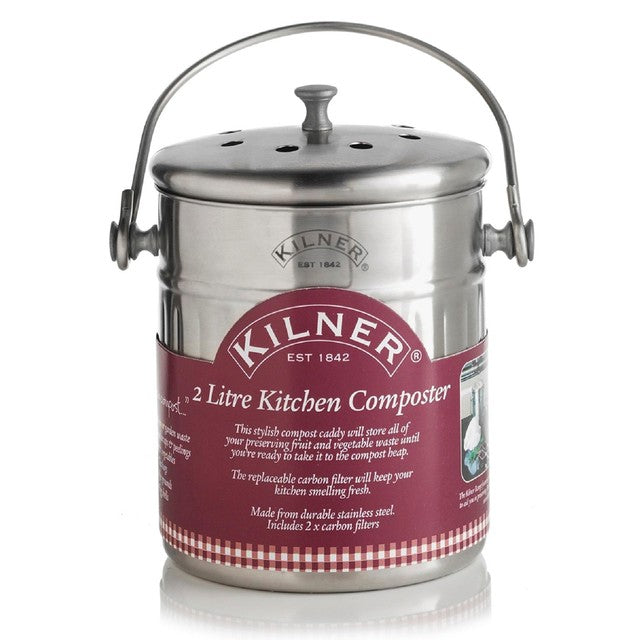 Kilner Kitchen Composter 2 Litre Bin, imported from the UK