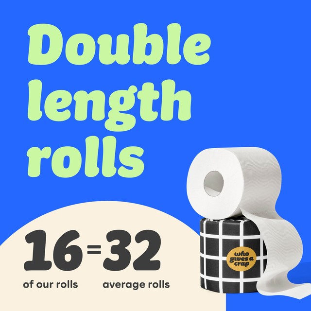 Who Gives a Crap extra soft toilet paper 16 pack (British brand)