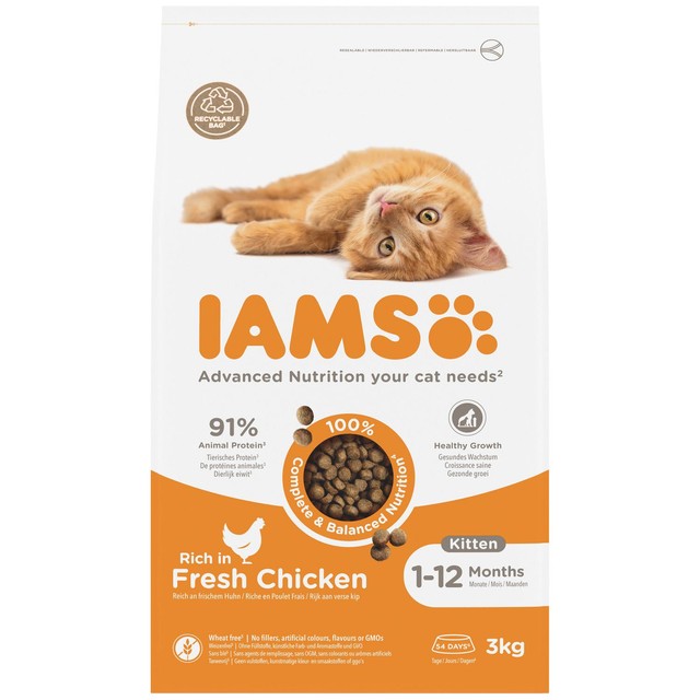 IAMS kitten dry cat food chicken 3kg, UK version