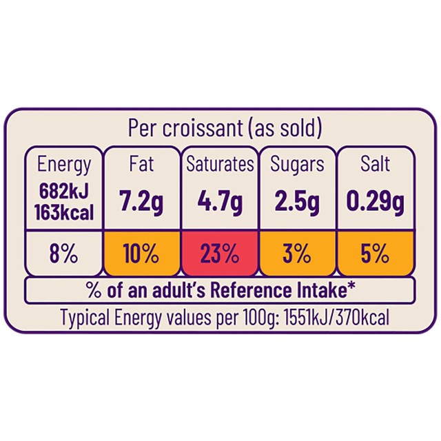 Ocado all butter croissants 4 pack, imported from the UK