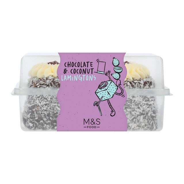 M&S Chocolate & Coconut Lamingtons sponge cakes 214g, imported from the UK