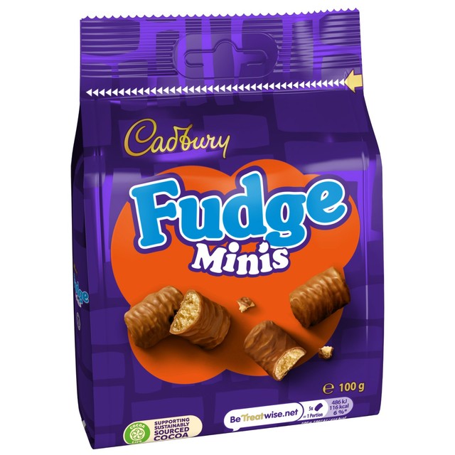 Cadbury Fudge Minis chocolate-covered fudge pieces 100g - British product