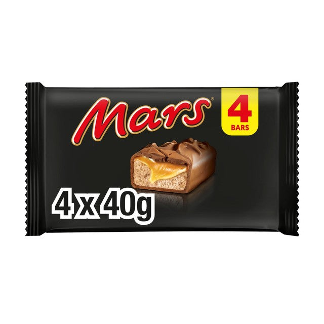 Mars caramel nougat milk chocolate bars multipack 4x40g, imported from the UK