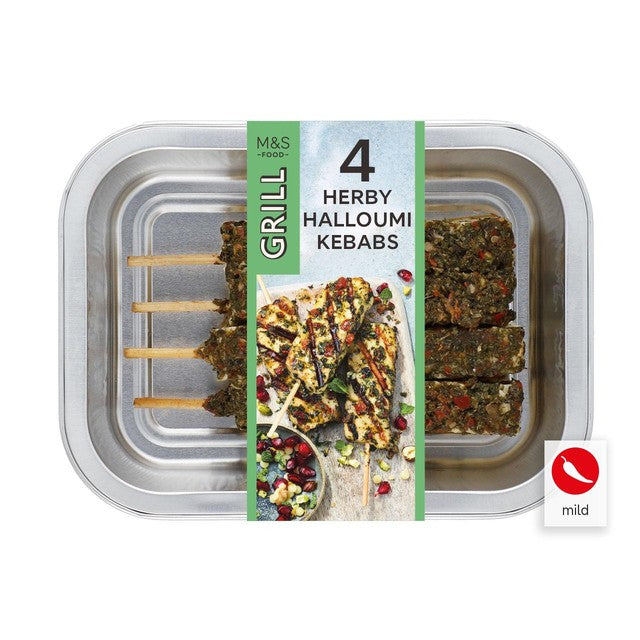 M&S halloumi kebabs with chimichurri and peppers 225g, imported from the UK