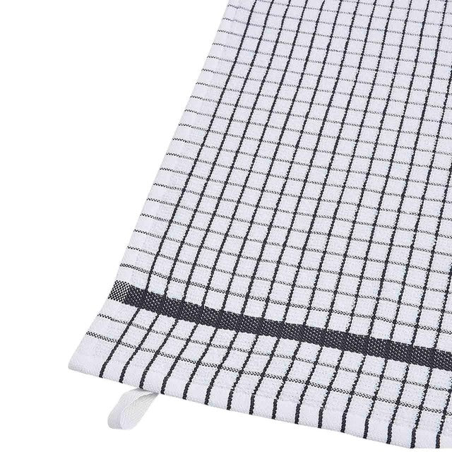 M&S checked terry tea towels dark grey 50x70cm, imported from the UK