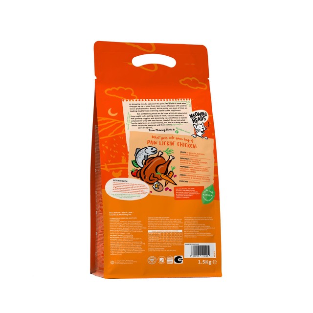 Meowing Heads chicken cat food 1.5kg, imported from the UK