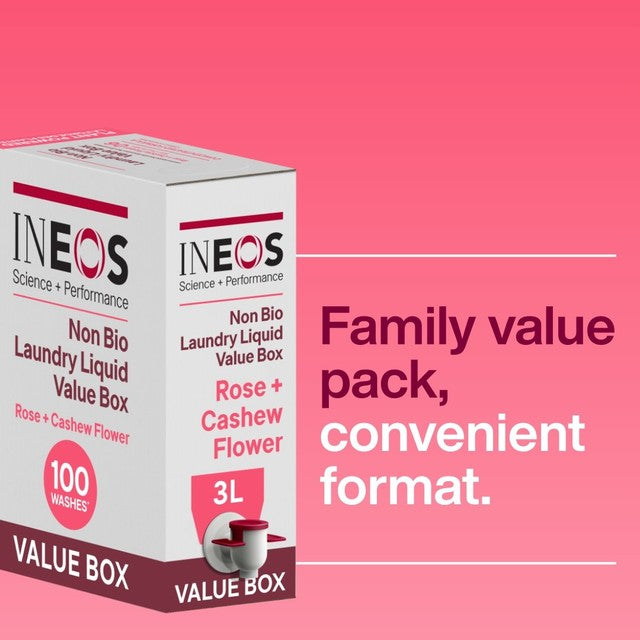 INEOS non-bio laundry liquid with rose and cashew flower fragrance 3L, UK version
