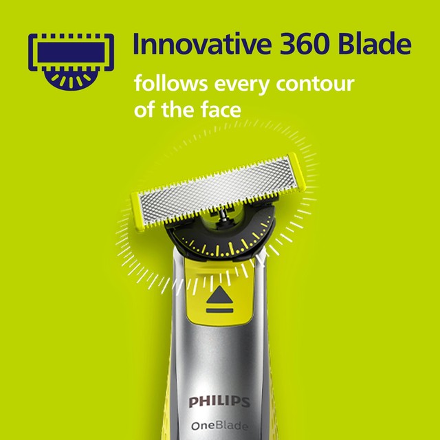 Philips OneBlade 360 face replacement blades 3 pack, imported from the UK