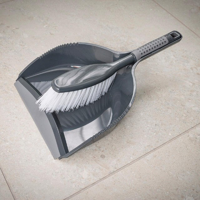 Addis ComfiGrip dustpan and brush set large graphite metallic - British product