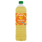Pura vegetable oil made from rapeseed in a bottle, imported from the UK