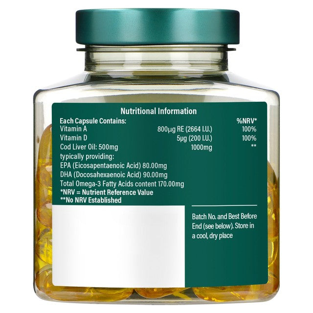 Holland & Barrett Cod Liver Oil Capsules 60 Pack, UK version