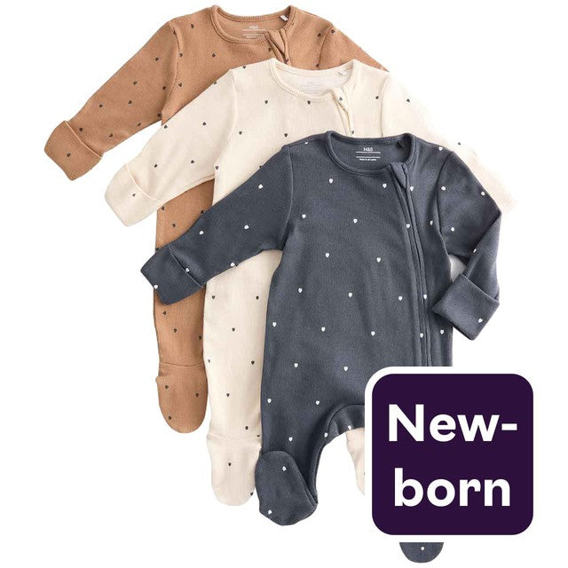 M&S Heart Sleepsuit in pewter for newborn, imported from the UK