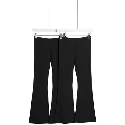 M&S Cotton Rich Flared Leggings Black Children's Leggings 6-7 Y